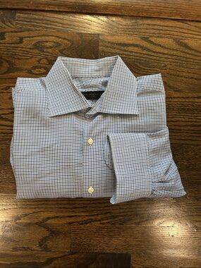 Ike Behar Men's Blue Micro-Check Dress Shirt - Unknown Brand